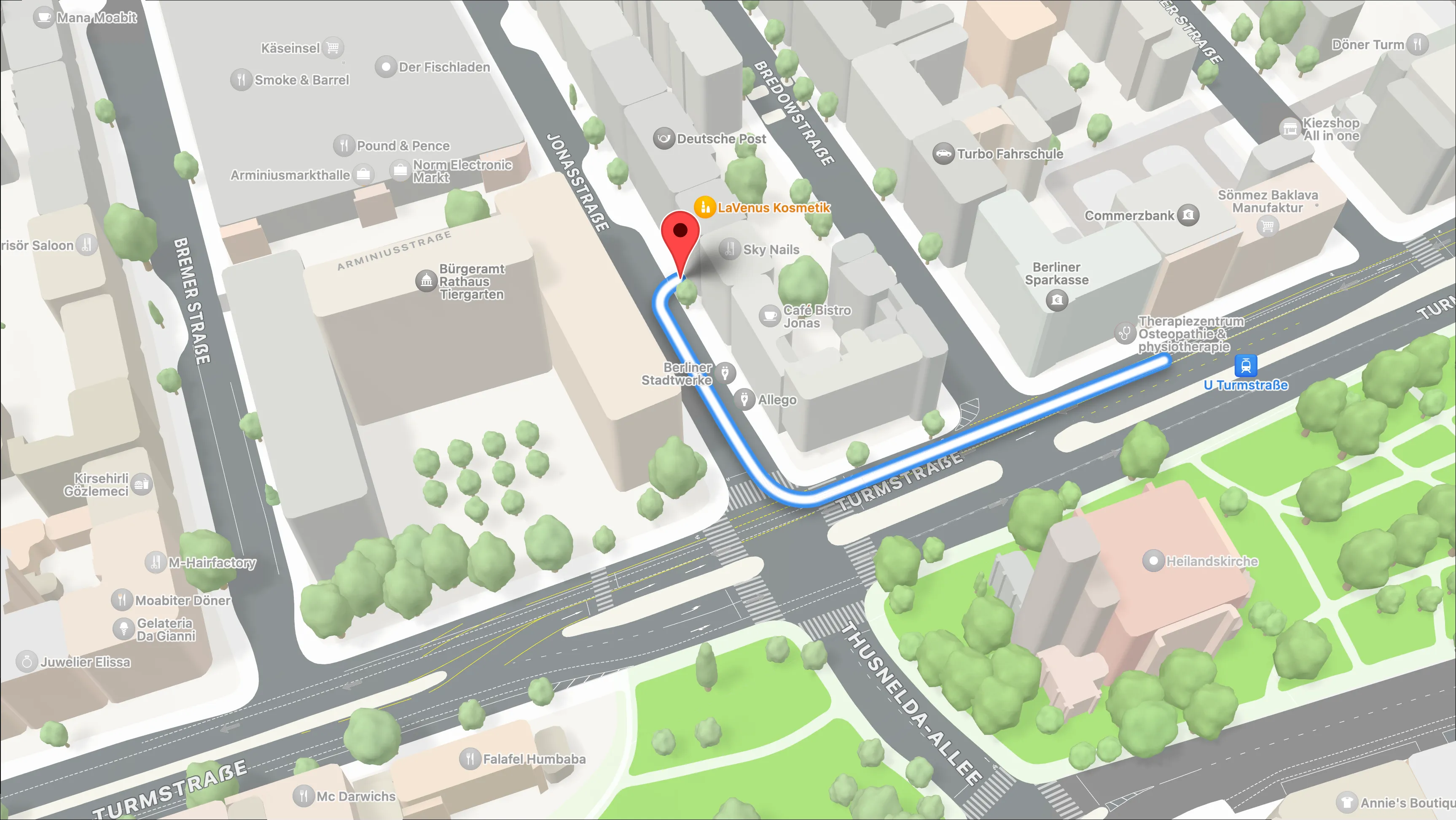 Karte von LaVenus Kosmetik in der Nähe vom U-Bahnhof Turmstraße